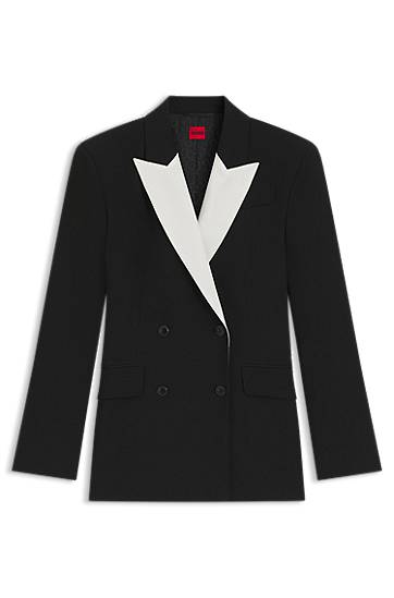Jakna BOSS Regular Fit Contrast Lapel Blazer Crna | 50544752