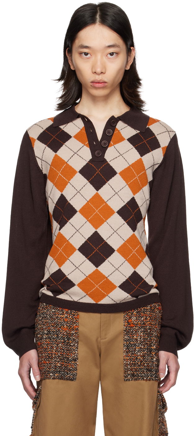 Polo majica Anna Sui Anna Sui Argyle Polo Smeđa | 624P20