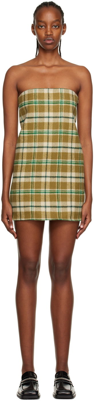 Haljina We11done We11done Plaid Strapless Mini Dress Smeđa | WD-OP3-22-219-W-KK