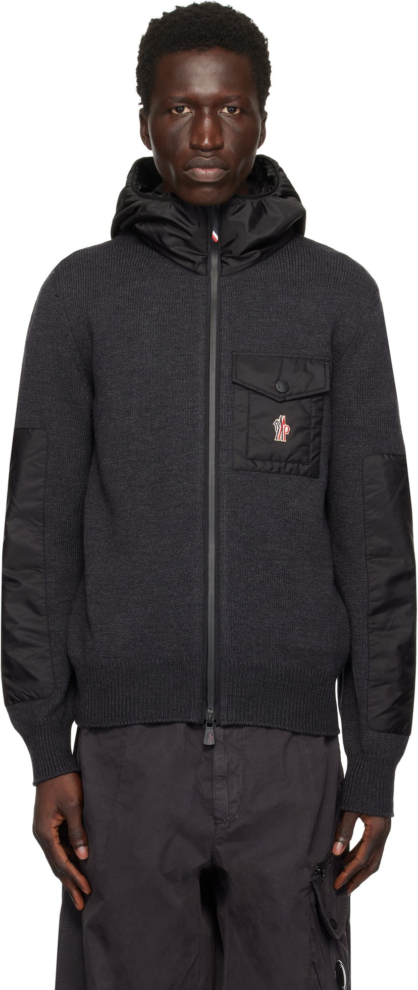 Džemper Moncler Wool Zip-Up Hoodie Siva | J20979B00013A9462