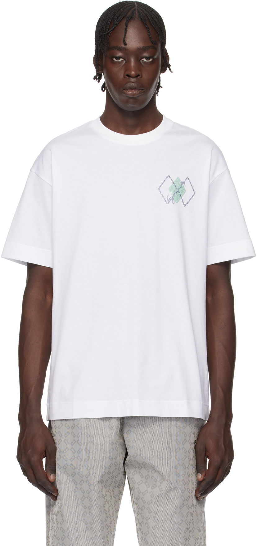 Majica kratkih rukava Givenchy Sequins Argyle Pattern T-Shirt Bijela | BM71MG3YPJ100