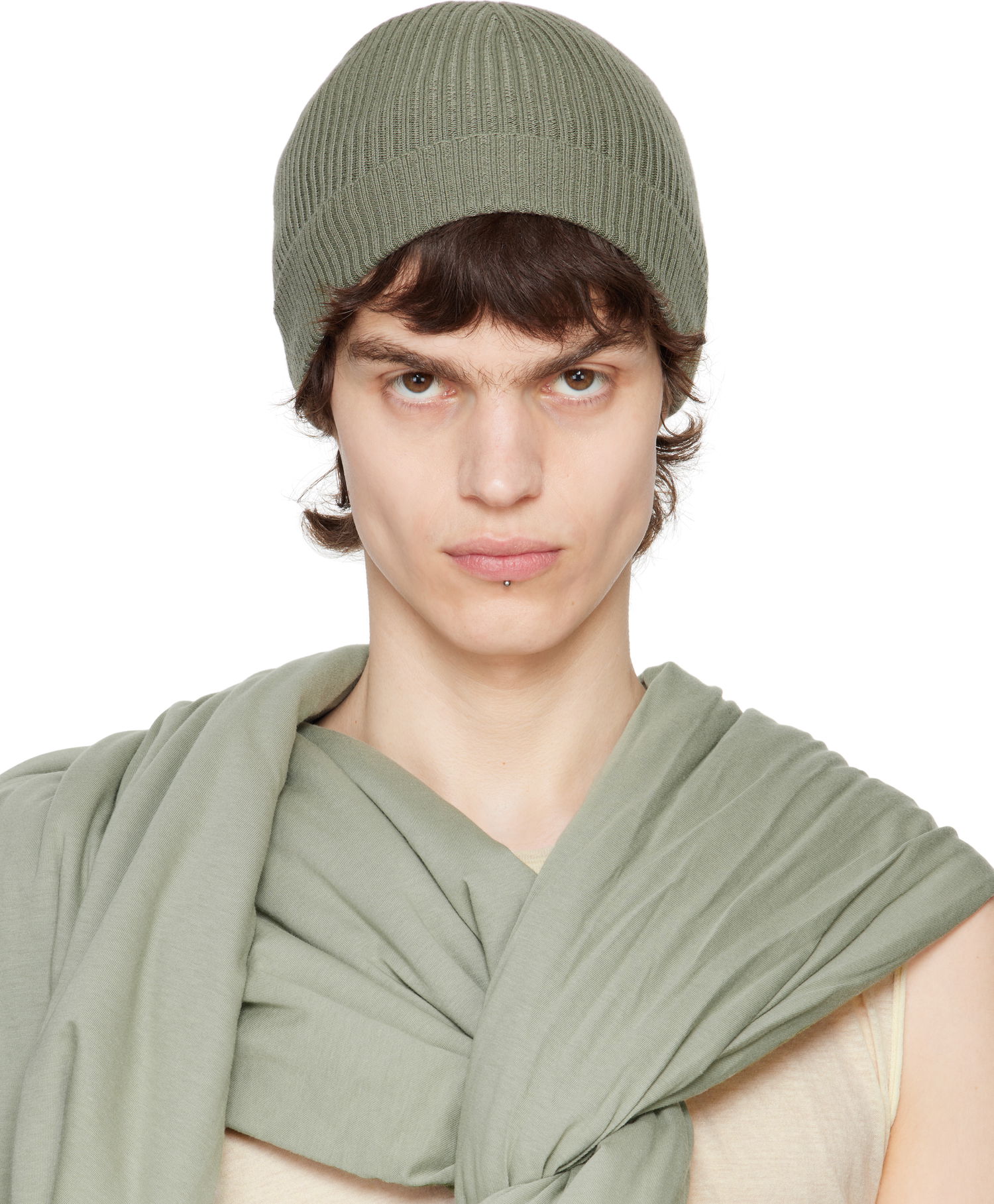 Kapica Rick Owens Rick Owens Hollywood Ribbed Beanie Zelena | RU01E5495 RIBWS, 0