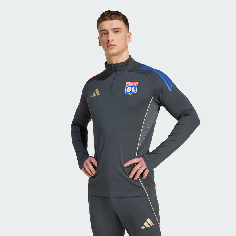Dukserice adidas Performance Olympique Lyon Tiro 25 Competition Training 1/4 Zip Top Siva | JL7747