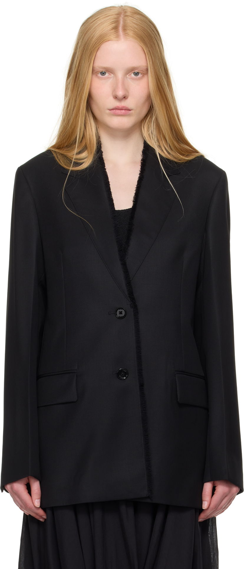 Jakna TOTEME TOTEME Raw Lapel Blazer Crna | 253-WRZ0054-FB0435