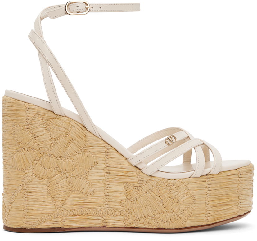 Dodaci Valentino Valentino Garavani Raflower Wedge Sandals Bež | 4W2S0IJ4VTU