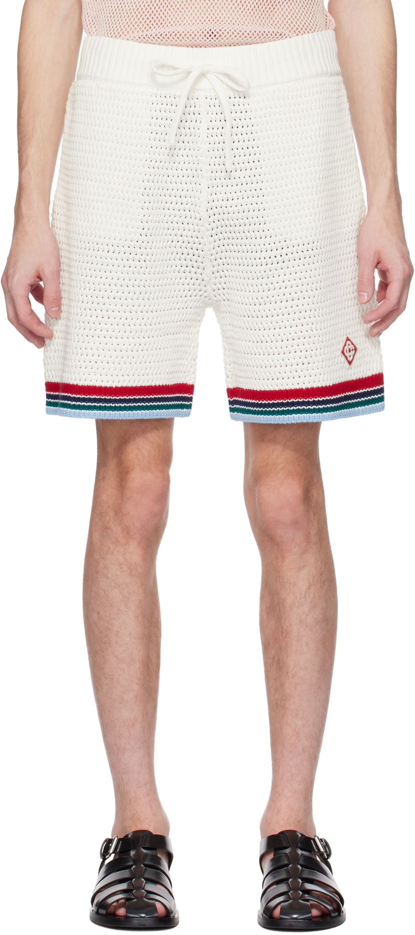 Kratke hlače Casablanca Casablanca Gothic Crochet Shorts Bijela | MS25-KW-921-01