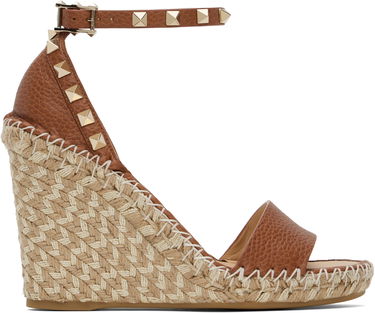 Njega cipela Valentino Valentino Garavani Double Rockstud Grainy Calfskin Wedge Espadrilles Smeđa | 6W2S0090FEQ, 0