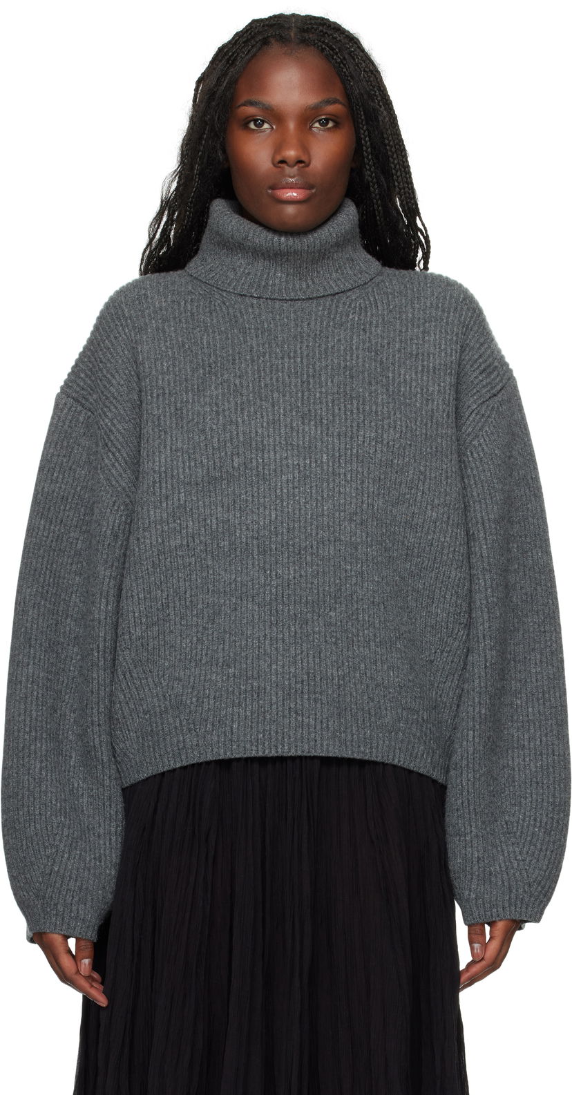 Džemper TOTEME TOTEME Ribbed Turtleneck Sweater Siva | 244-WRT0394-YA0110