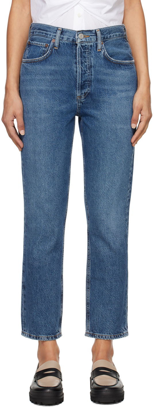 Jeans AGOLDE High Rise Straight Crop Jeans Plava | A056B-1604