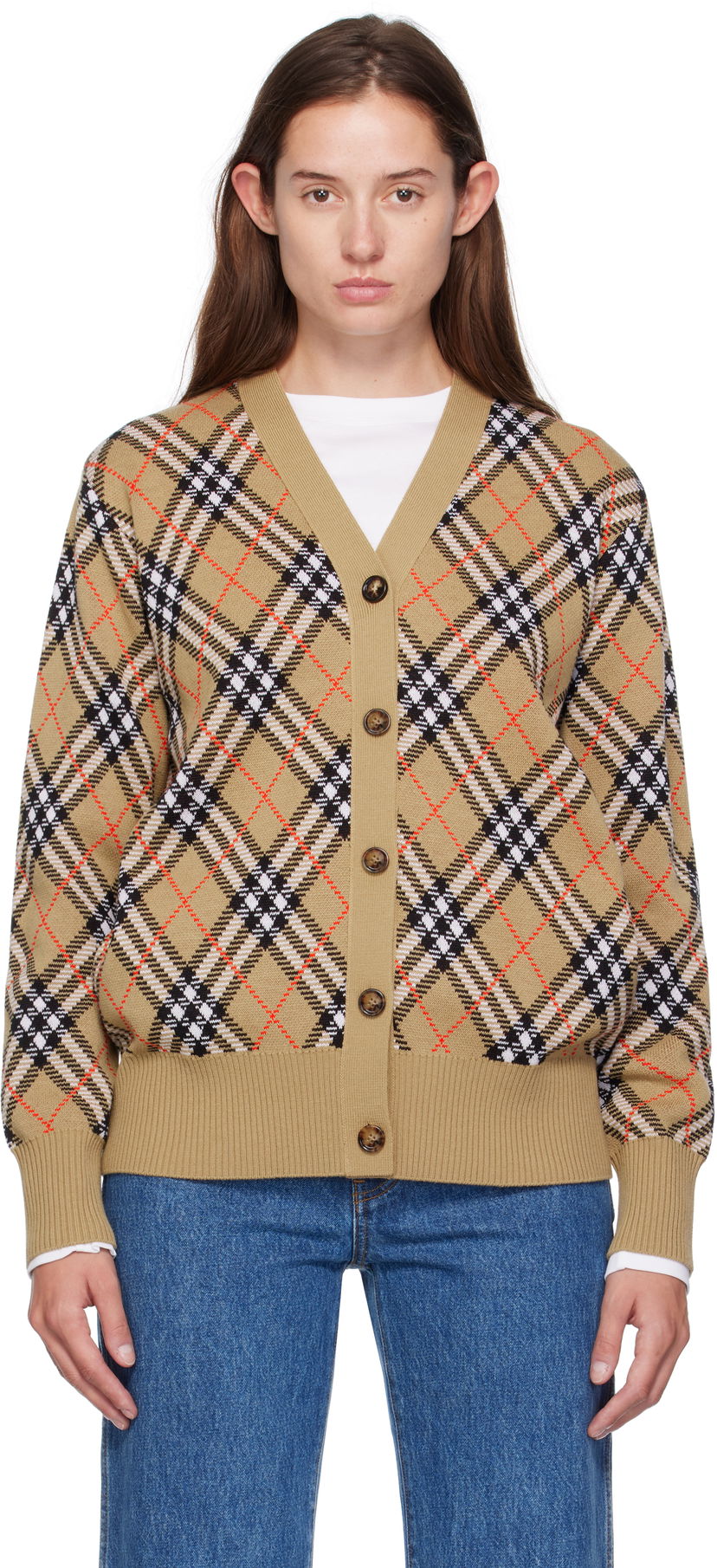 Džemper Burberry Burberry Check Cardigan Bež | 8110579