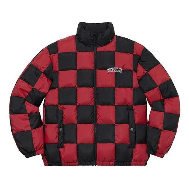 Pernata jakna Supreme Checkerboard Puffy Jacket Crvena | SUP-FW19-10891