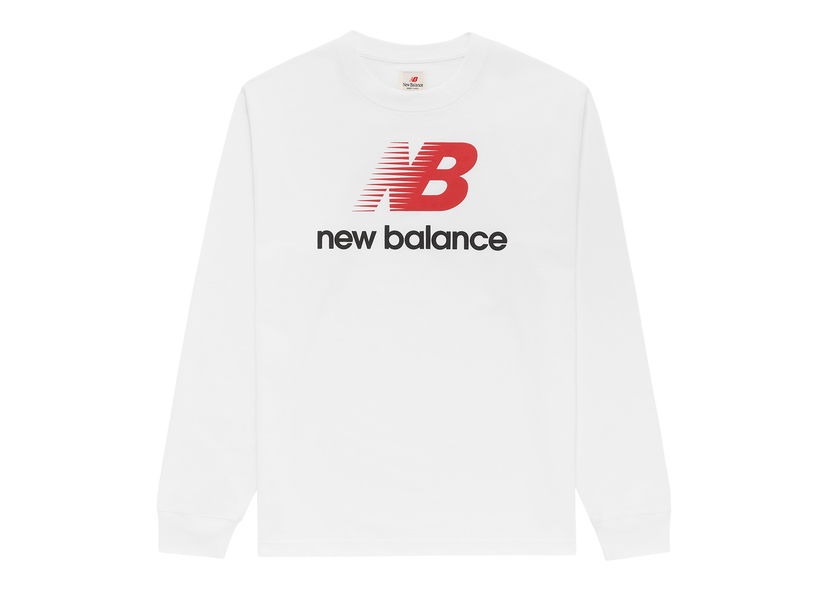 Majica kratkih rukava New Balance Made In USA Heritage Long Sleeve T-shirt White/Red/Black Bijela | MT23549WT