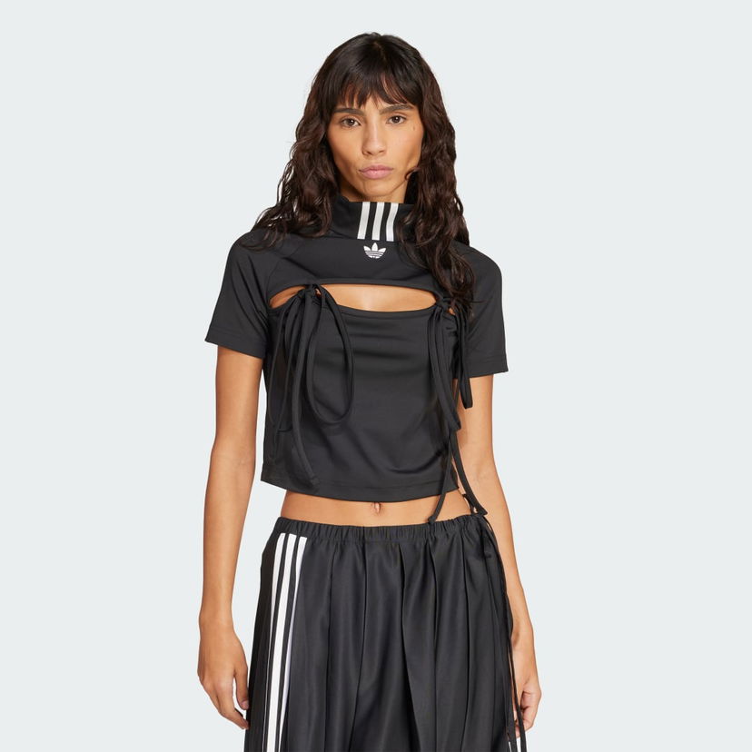 Crop top adidas Performance Cutout Tie Detail Crop Top Crna | JX2537