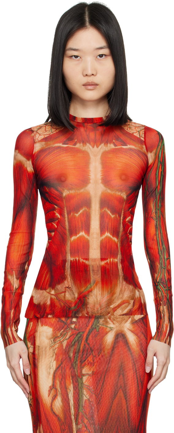 Body Jean Paul Gaultier Jean Paul Gaultier 'The Écorché' Long Sleeve Top Crvena | 24/30-F-TO210-T554-301540