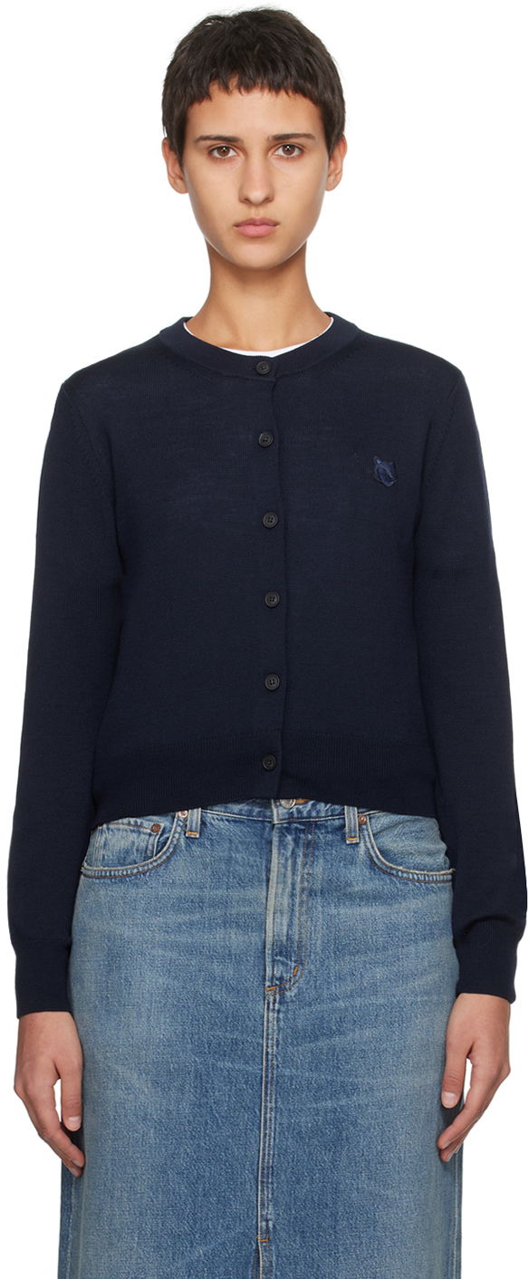 Džemper MAISON KITSUNÉ Bold Fox Head Patch Cardigan Tamnoplava | MW00508KT1036
