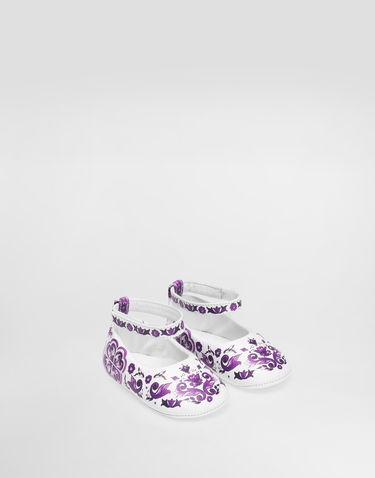 Tenisice i cipele Dolce & Gabbana Dolce & Gabbana Majolica-print Nappa Leather Ballet Flats Bijela | DK0065AC513I03TN, 1