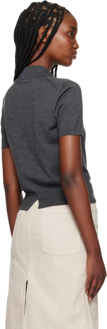 Polo majica Burberry Burberry Cropped Wool Polo Siva | 8102096, 2