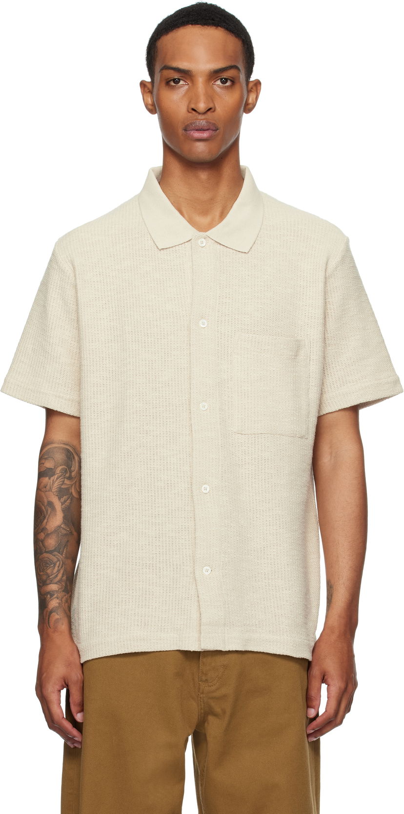 Košulja NORSE PROJECTS Norse Projects Gustav Crochet Jersey Shirt Bež | N01-0683