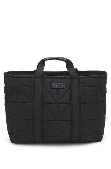 Tote bag BOSS Quilted tote bag with logo patch Crna | 50552480, 0