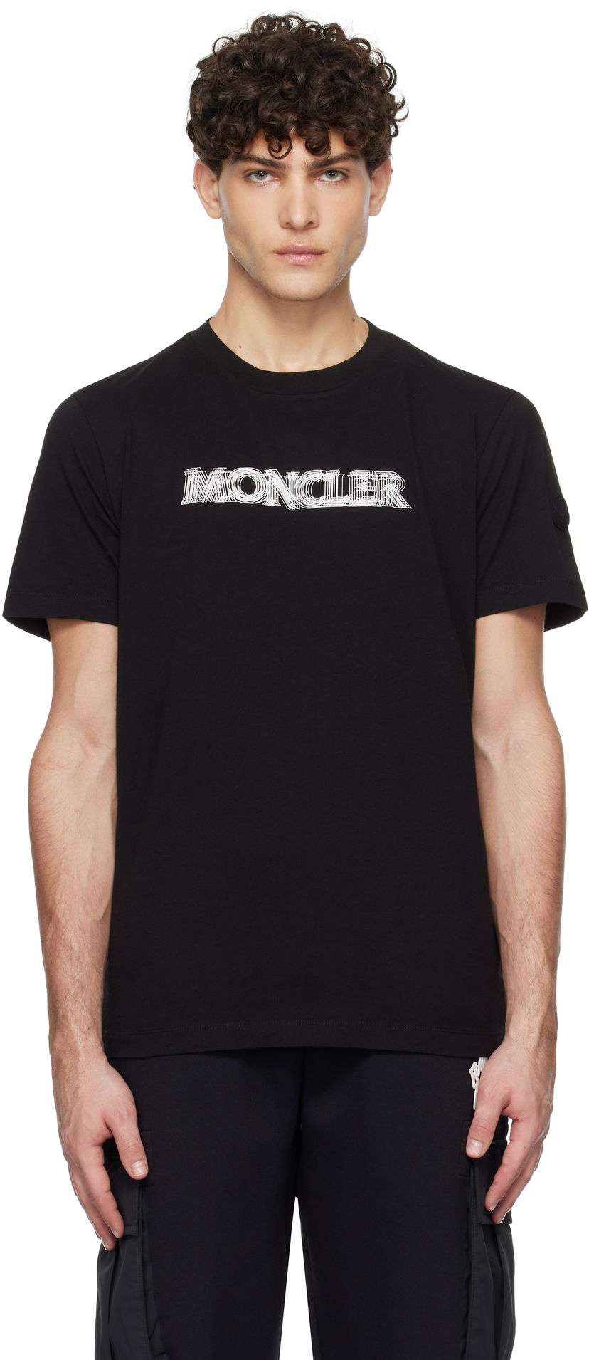 Majica kratkih rukava Moncler Short Sleeve T-Shirt with Logo Print Crna | K10918C0000589A17