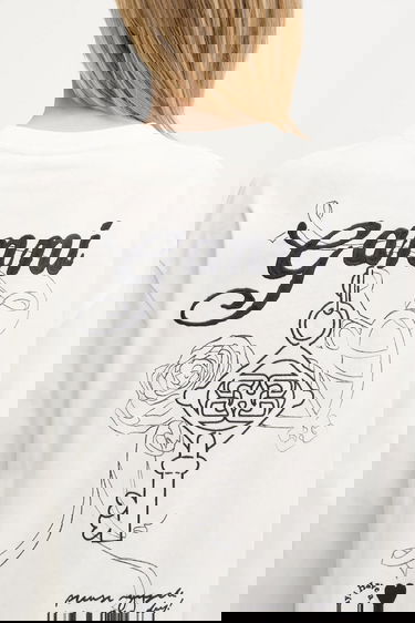 Dukserice GANNI GANNI Re-cut Heavy Jersey Charm Long Sleeve T-Shirt Bijela | T4139, 4