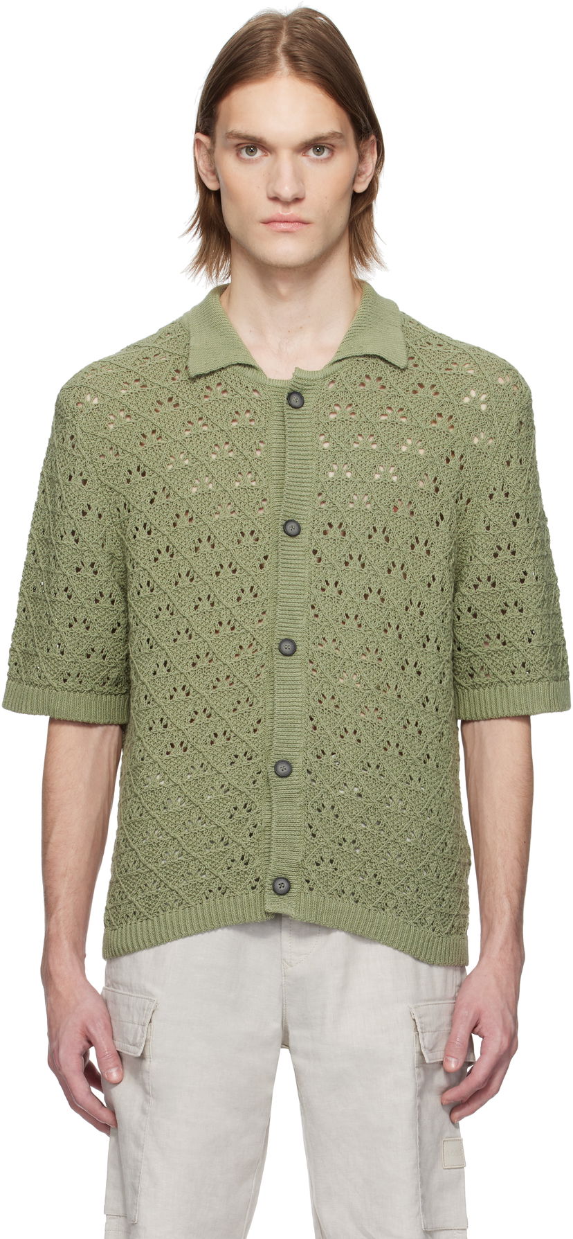 Džemper BOSS HUGO Knitted Cotton Polo Zelena | 50536666