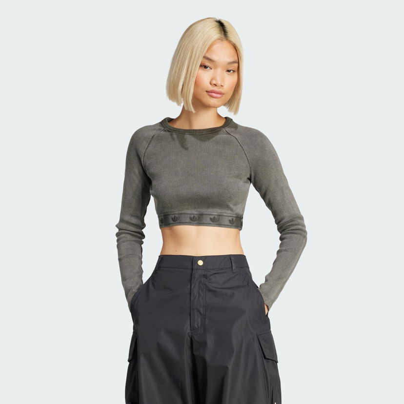 Crop top adidas Performance Long Sleeve Crop Top Zelena | JD0014