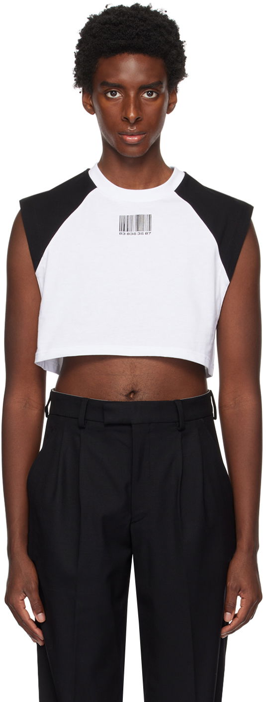 Crop top VETEMENTS VTMNTS Colorblock Cropped Sleeveless T-Shirt Bijela | VL16TR640B