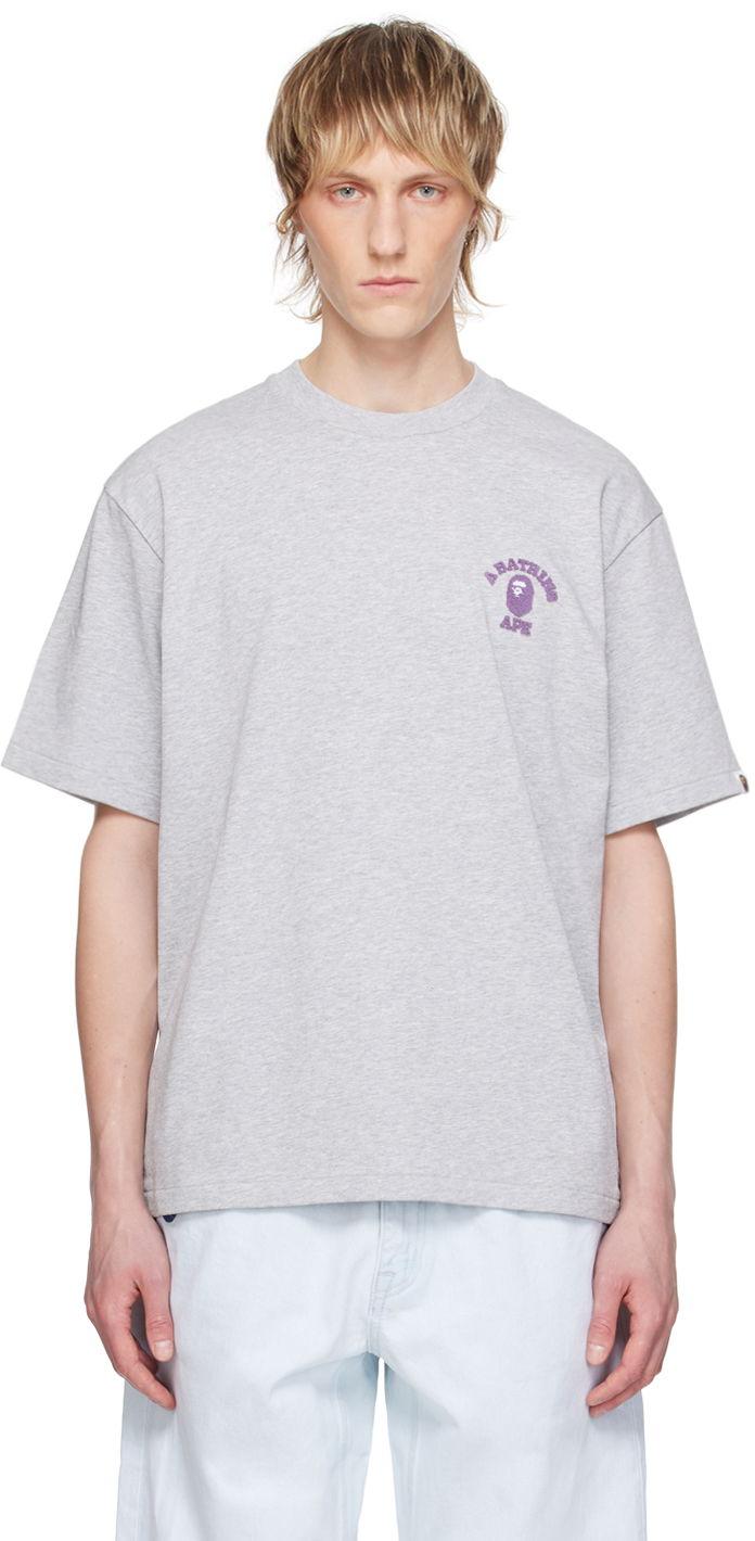 Majica kratkih rukava BAPE BAPE Gray College One Point T-Shirt Siva | 001TEK301302M