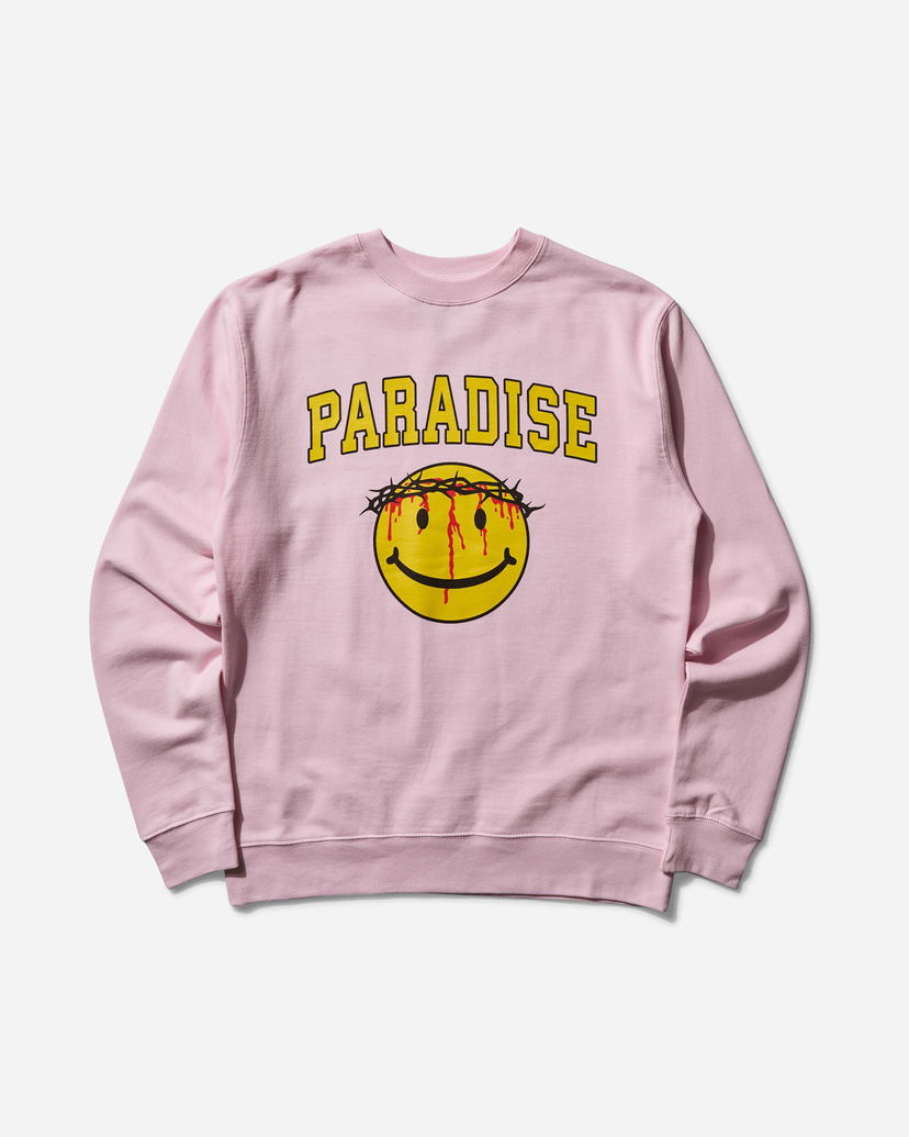 Dukserice PARADIS3 Smiley Jesus Crewneck Sweatshirt Ružičasta | PASMILEYCREW 2