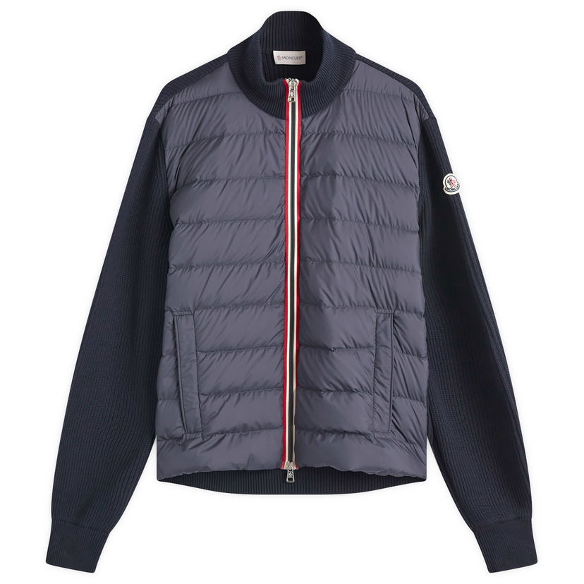 Pernata jakna Moncler Cotton Yarn Hybrid Jacket With Knit Sleeves Plava | 9B000-06-M1367-779