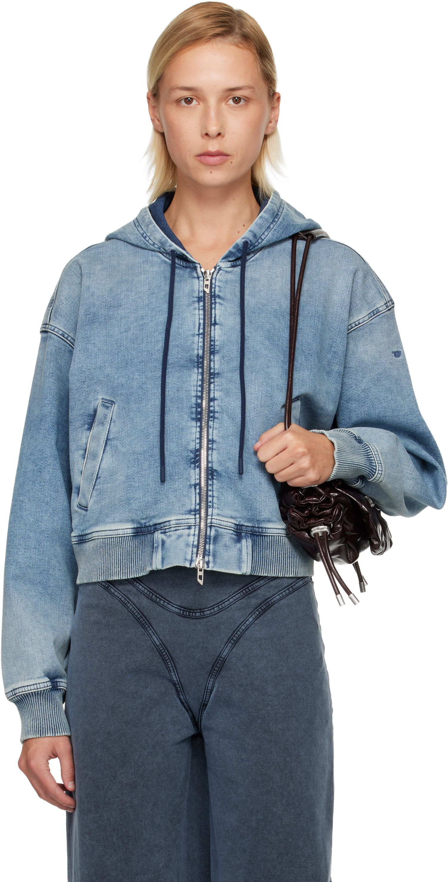 Dukserice Diesel De-Giri-Crop Jogg Hoodie Plava | A18241 09M32, 0