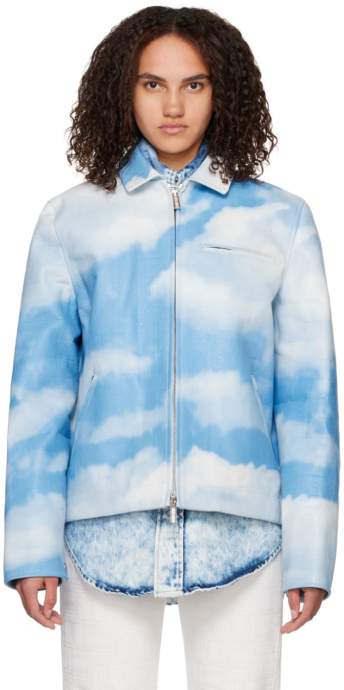 Vjetrovka VETEMENTS VTMNTS Sky Puzzle Leather Jacket Plava | VL14JA100S