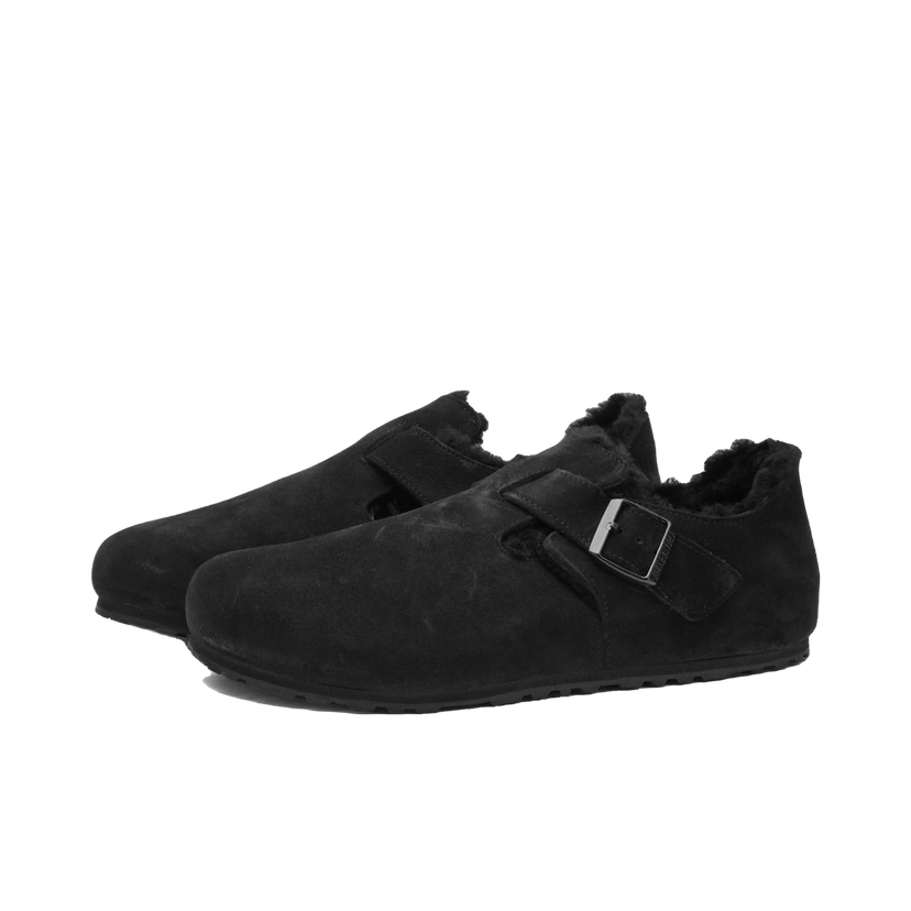 Tenisice i cipele Birkenstock London Shearling Black Suede Crna | 1014960