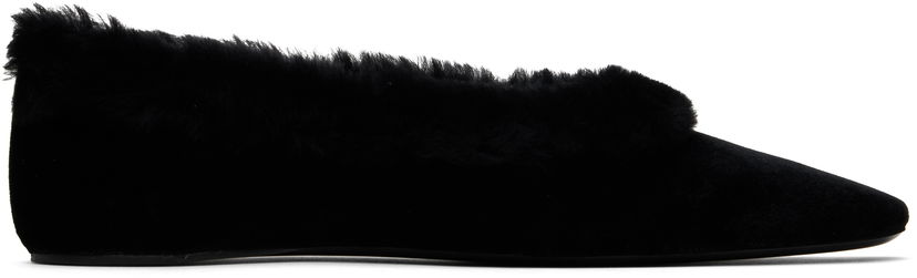 Odjeća TOTEME TOTEME Fleece Edge Velvet Ballerina Flats Crna | 251-WAS0183-FB0361