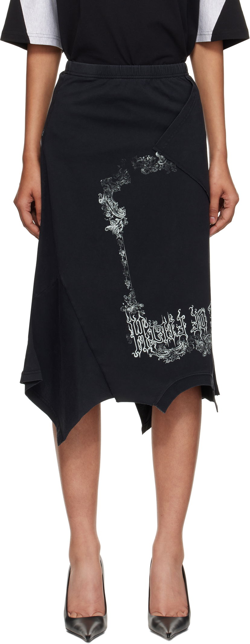 Suknja VETEMENTS Vetements Cradle Of Filth Print Asymmetrical Midi Skirt Crna | WCF76SK690M