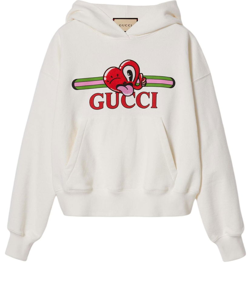 Dukserice Gucci Cotton Jersey Sweatshirt With Heart Patch Bijela | 768122-XJGHG-9088