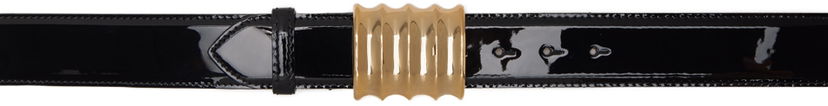 Pojasevi Khaite 'The Medium Julius' Patent Leather Wavy Buckle Belt Crna | 9996-764