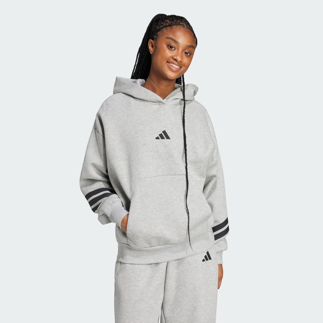 Dukserice adidas Performance 3-Stripes Hoodie with Drawstring Siva | JE0181, 0