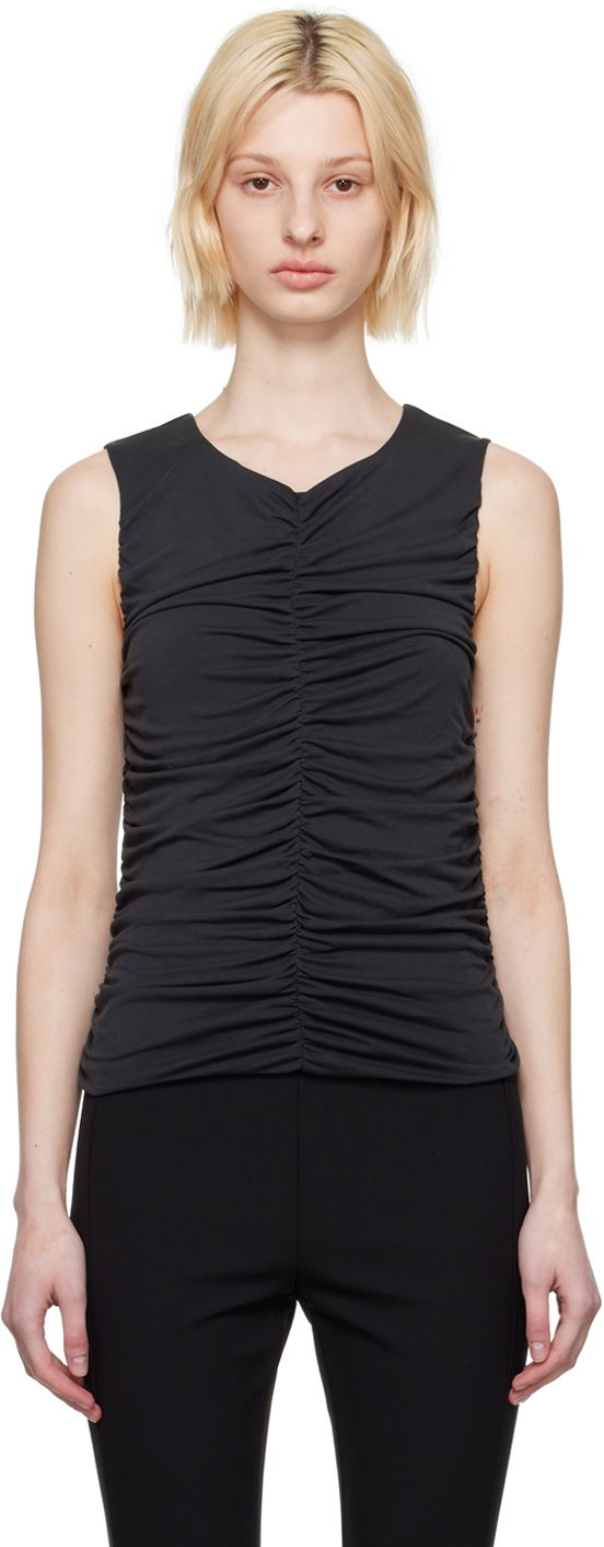 Majica bez rukava rag & bone Christy Ruched Tank Top Crna | WAC23PT024CR24