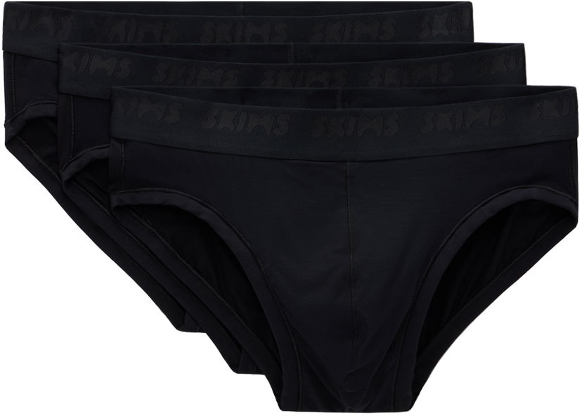 Gaćice SKIMS SKIMS Stretch Briefs, Three-Pack Crna | BO-BRF-5629M