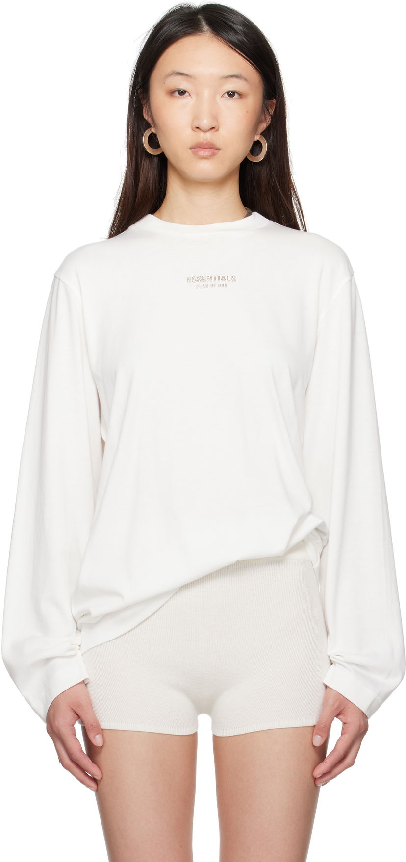 Majica kratkih rukava Fear of God Fear of God ESSENTIALS Classic Fit Long Sleeve T-Shirt Bijela | 125SP255884FW