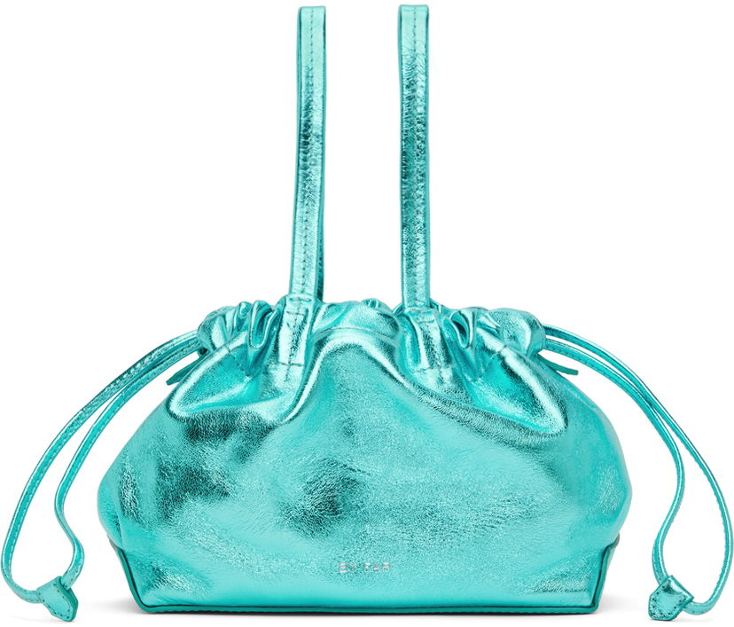 Ručna torbica BY FAR BY FAR Malmo Mini Metallic Leather Drawstring Bag Tirkiz | 23SSMLMOAQAMED