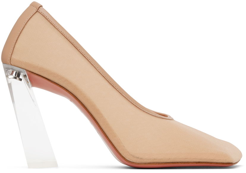 Tenisice i cipele Amina Muaddi Half Glass Pump Heels Bež | CHARLOTTE GLASS MESH PUMP 95