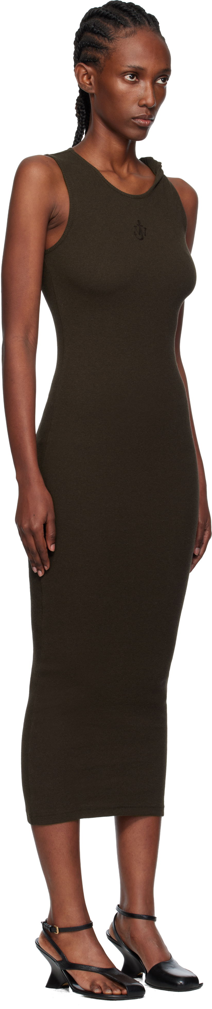 Haljina JW Anderson JW Anderson Anchor Embroidery Twisted Strap Maxi Dress Smeđa | JD0043-PG1841, 1