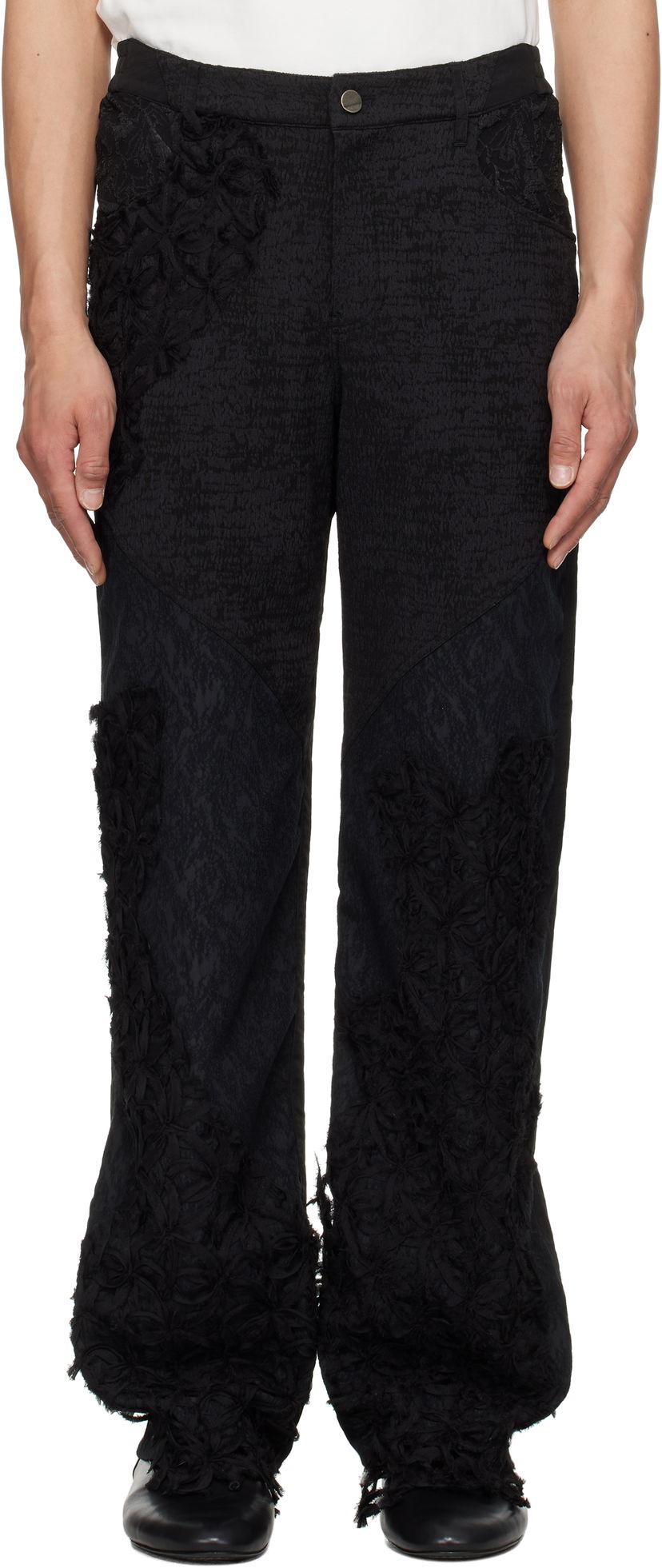 Hlače ADER ERROR ADER error Product. 90 Floral Appliqué Trousers Crna | BO01SSBT0106BK