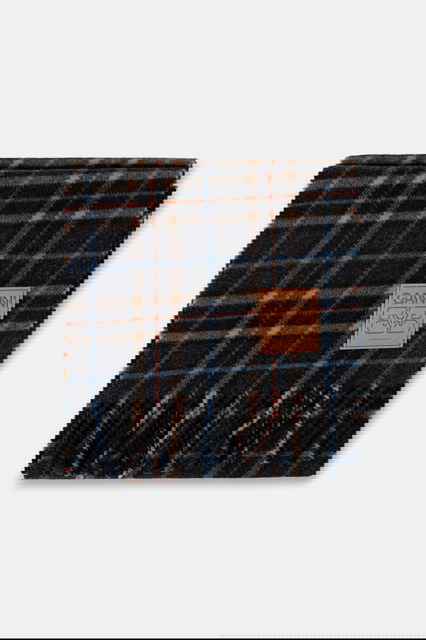 Šal GANNI Double Face Wool Check Scarf Višebojno | A6933, 1