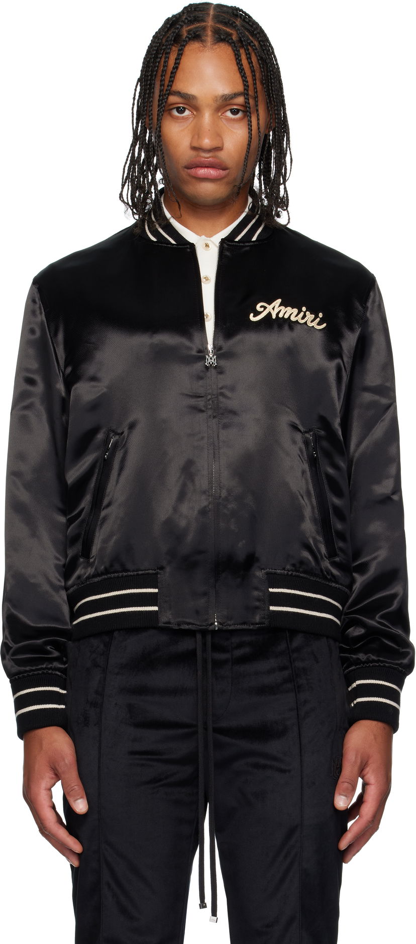 Bomber jakna AMIRI Amiri 'Club Amiri' Satin Bomber Jacket Crna | AMOUBB1056