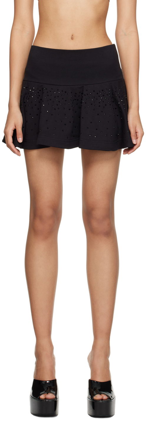 Suknja Blumarine Rhinestone Decorated Mini Skirt Crna | P322F016A