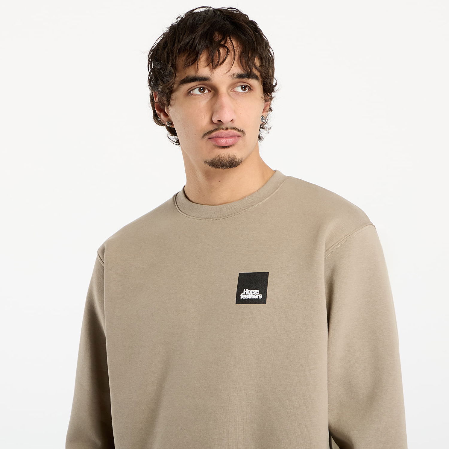 Dukserice Horsefeathers Dunk Crewneck Sweatshirt with Patch Logo Bež | SM1225U, 1